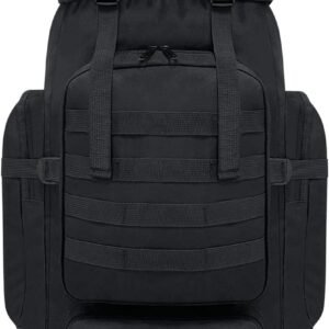 80L Hiking Backpack Men Camping Backpack, Waterproof  Military Tactical Rucksack, Large Capacity Assault Pack for Outdoor Survival, Trekking, Travel (Black)