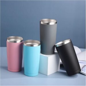 Gray 20oz Stainless Steel Vacuum Insulated Tumbler, Car Travel Coffee Mug Gift Set