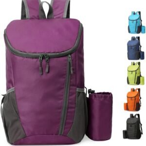 Portable Foldable Backpack Folding Mountaineering Bag, Ultralight Outdoor Cycling Rucksack, Travel Hiking Knapsack (Purple)