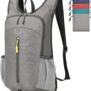 Lightweight Hiking Backpack 20L Foldable Small Travel Hiking Daypack Camping Backpack Water Resistant Packable Outdoor Cycling Back Pack Sports Shoulder Bag for Women Men (Gray)