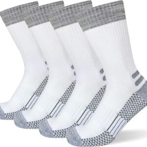 Men's Crew Work Boot Socks Thick Cushioned Moisture Wicking Hiking Sock 4 Pairs