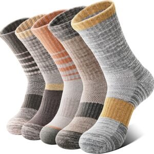 Merino Wool Hiking Socks for Women Thermal Winter Warm Boot Work Cushion Socks 5 Pairs