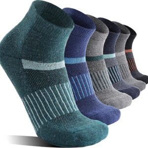 6 Pairs Merino Wool Ankle Running Hiking Socks Compression Support Breathable Thick Cushion No Show Socks for Women Men